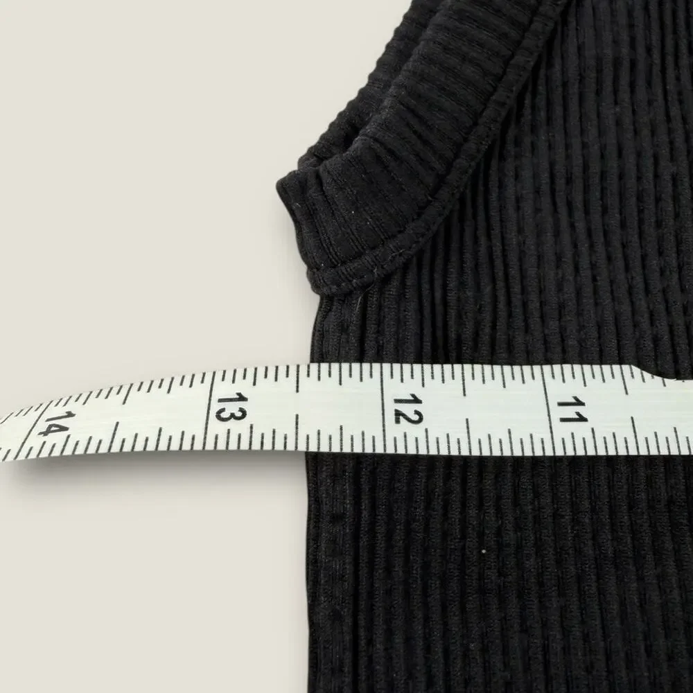 Free People Intimately Seamless Tank Top‎ Black M/L Ribbed High Neck Racerback - Picture 3 of 5